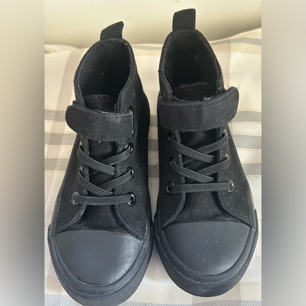 HIGHTOP CANVAS SNEAKERS VELCRO BLACK KIDS UNISEX - Picture 3 of 5